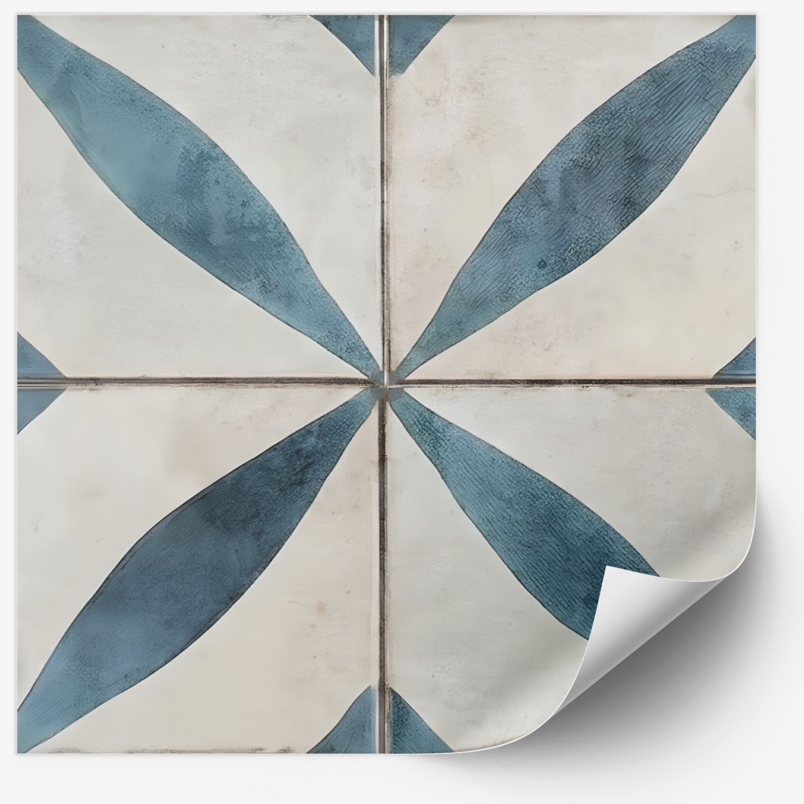 Tile Sticker - Blue Geometric Pattern / 24 pcs