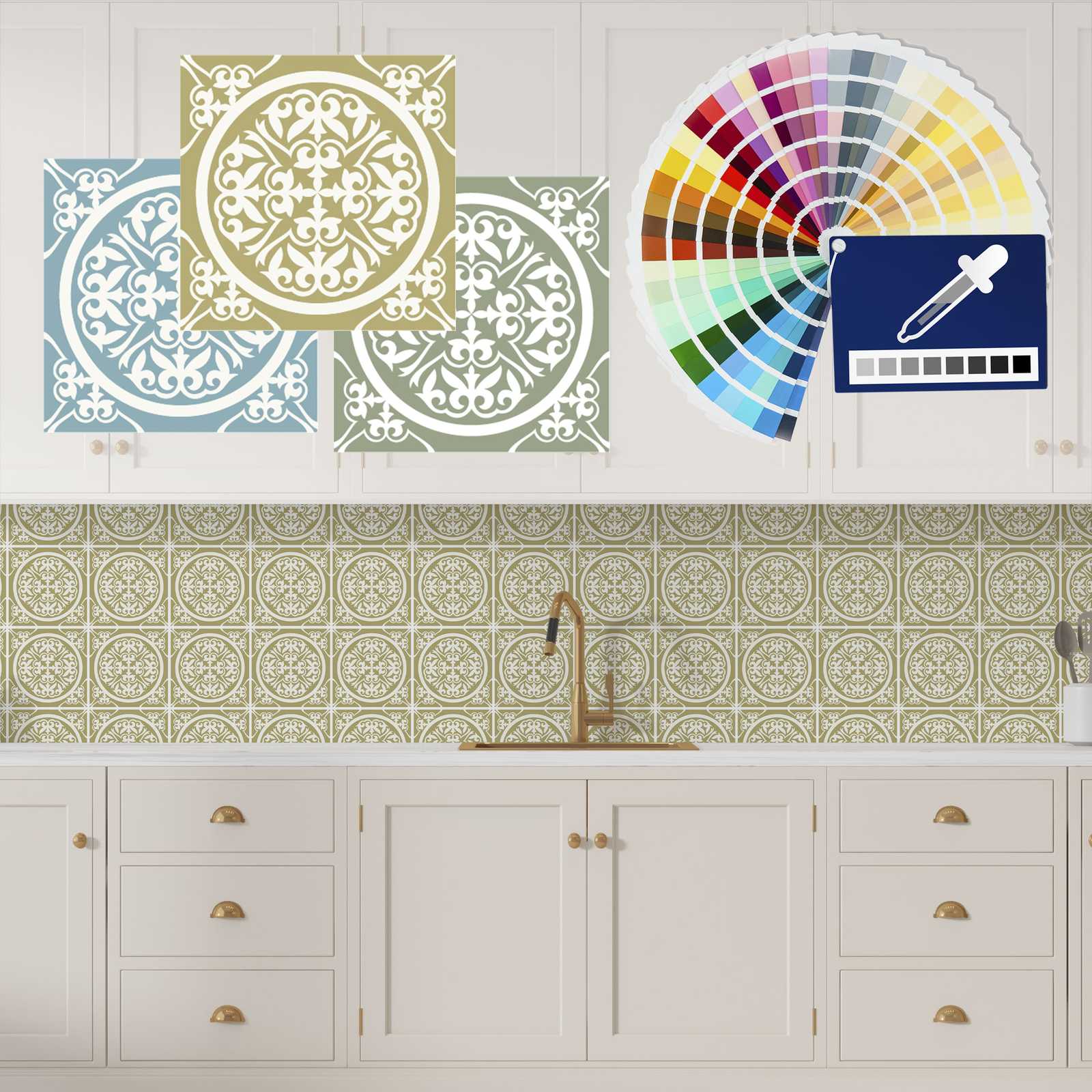 Tiles stickers - Moroccan pattern / Choose your own colour / 24 pcs
