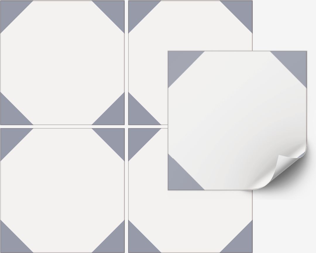 Tile Sticker - Blue Diamond Pattern / 24 pcs