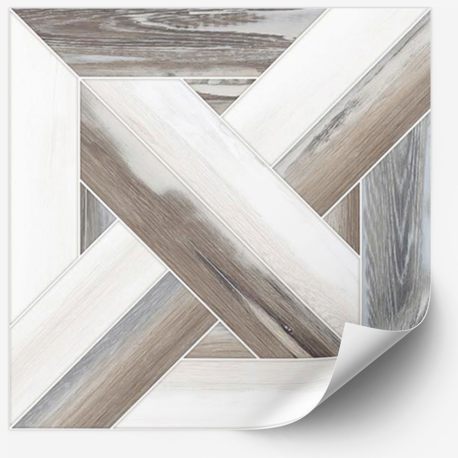 Tile Sticker - Geometric Wood Pattern / 24 pcs