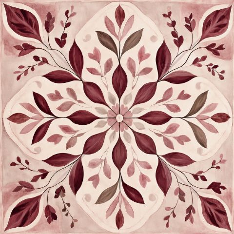 Tile Stickers –  Floral Burgundy