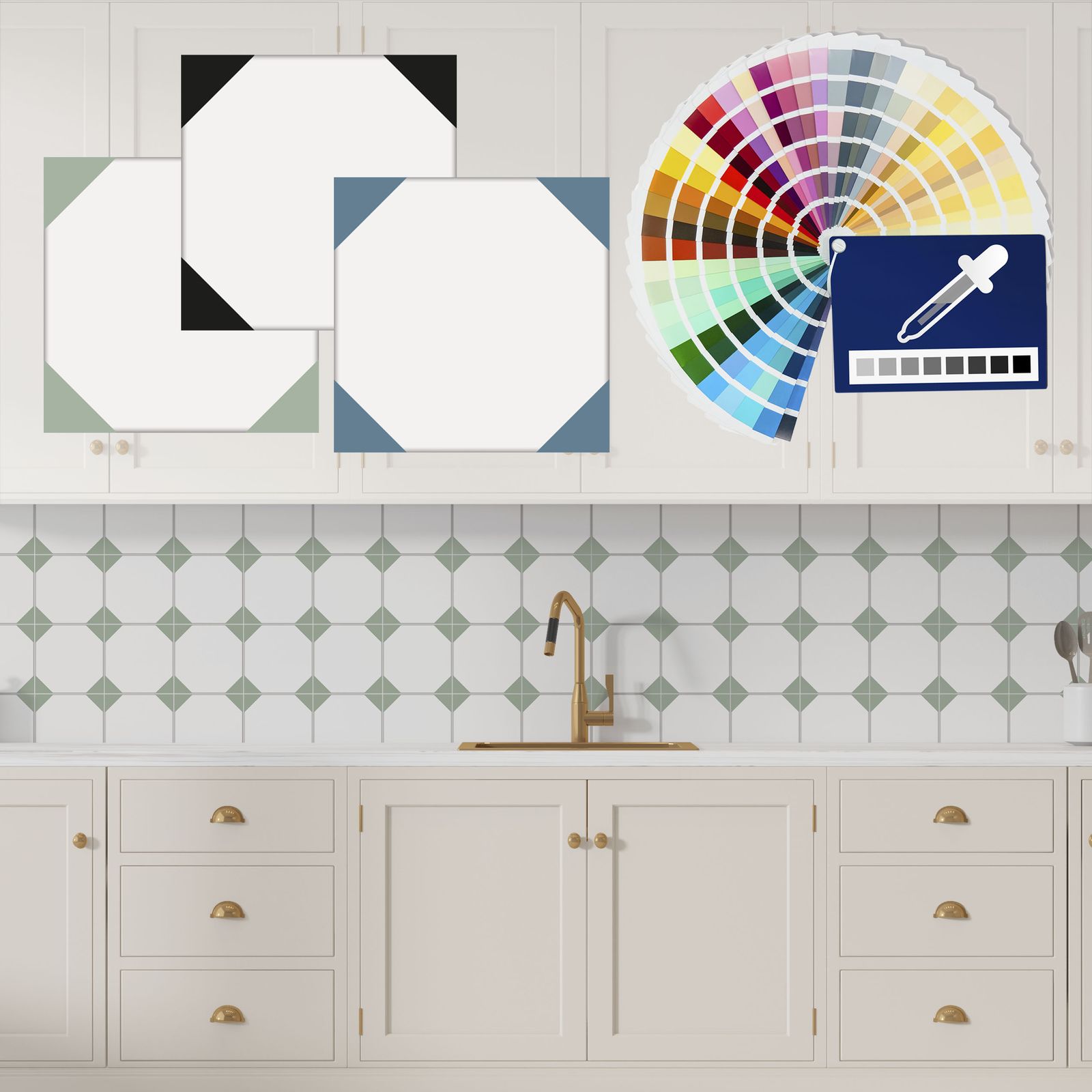 Tiles stickers - Pattern / Choose your own colour / 24 pcs