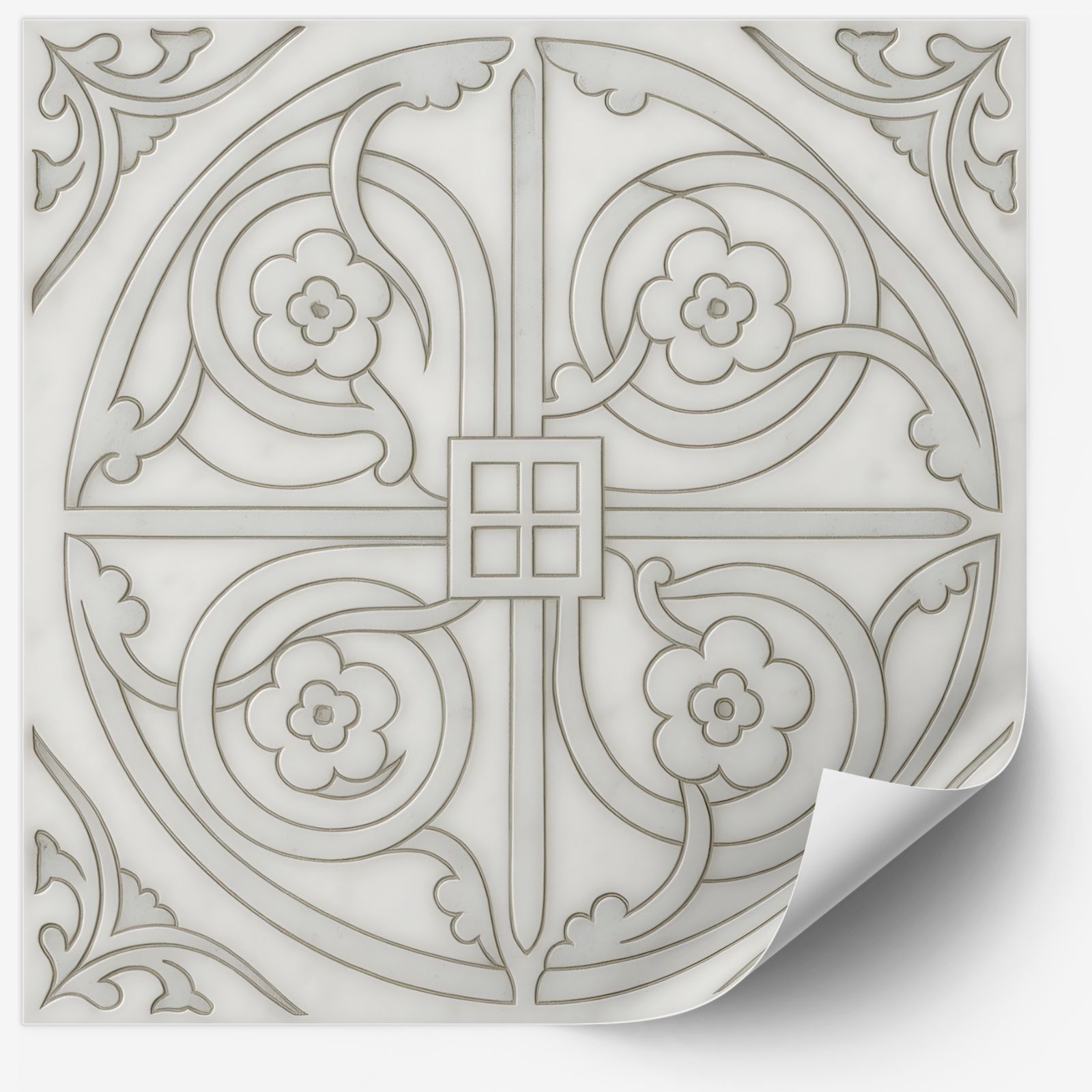 Tile Sticker - Vintage Floral Elegance / 24 pcs