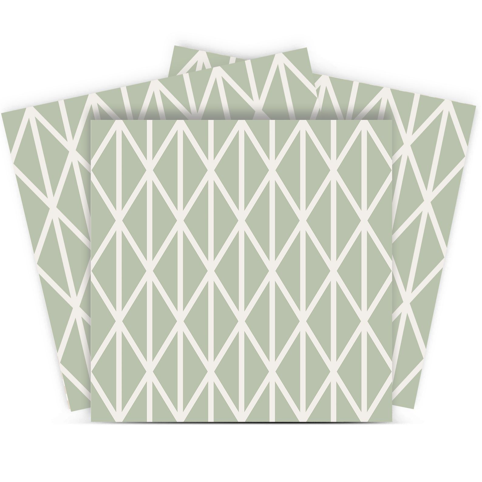Tile Sticker - Geometric Green Pattern / 24 pcs