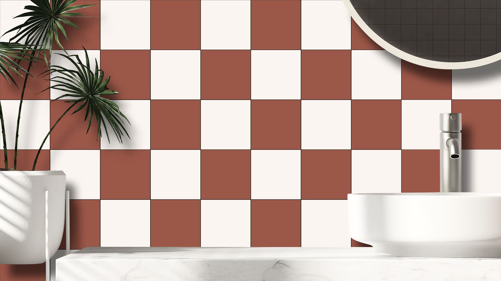 Classic Checkerboard Wall Tiles / 24 pcs