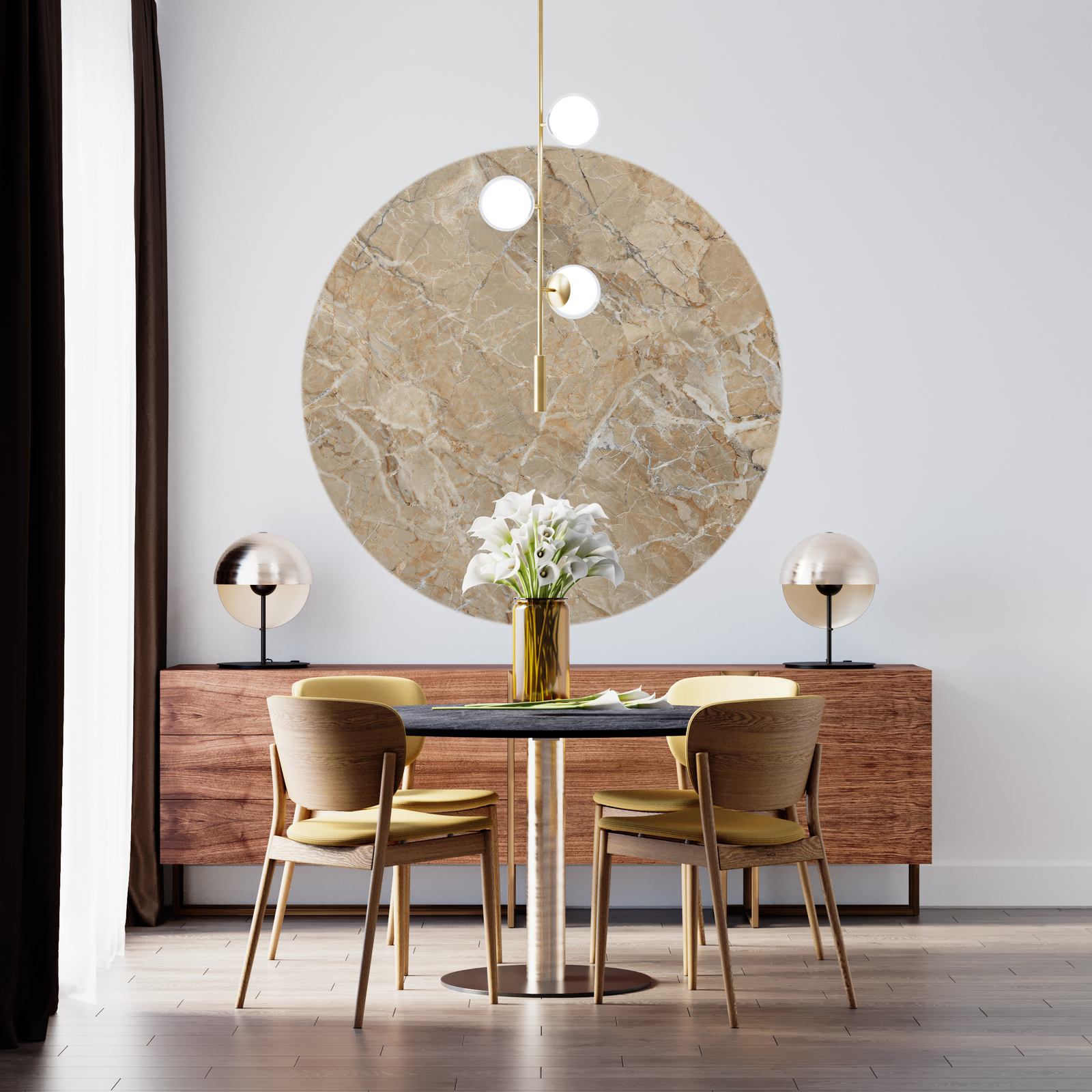 Wall Sticker / Circle - Marble Design