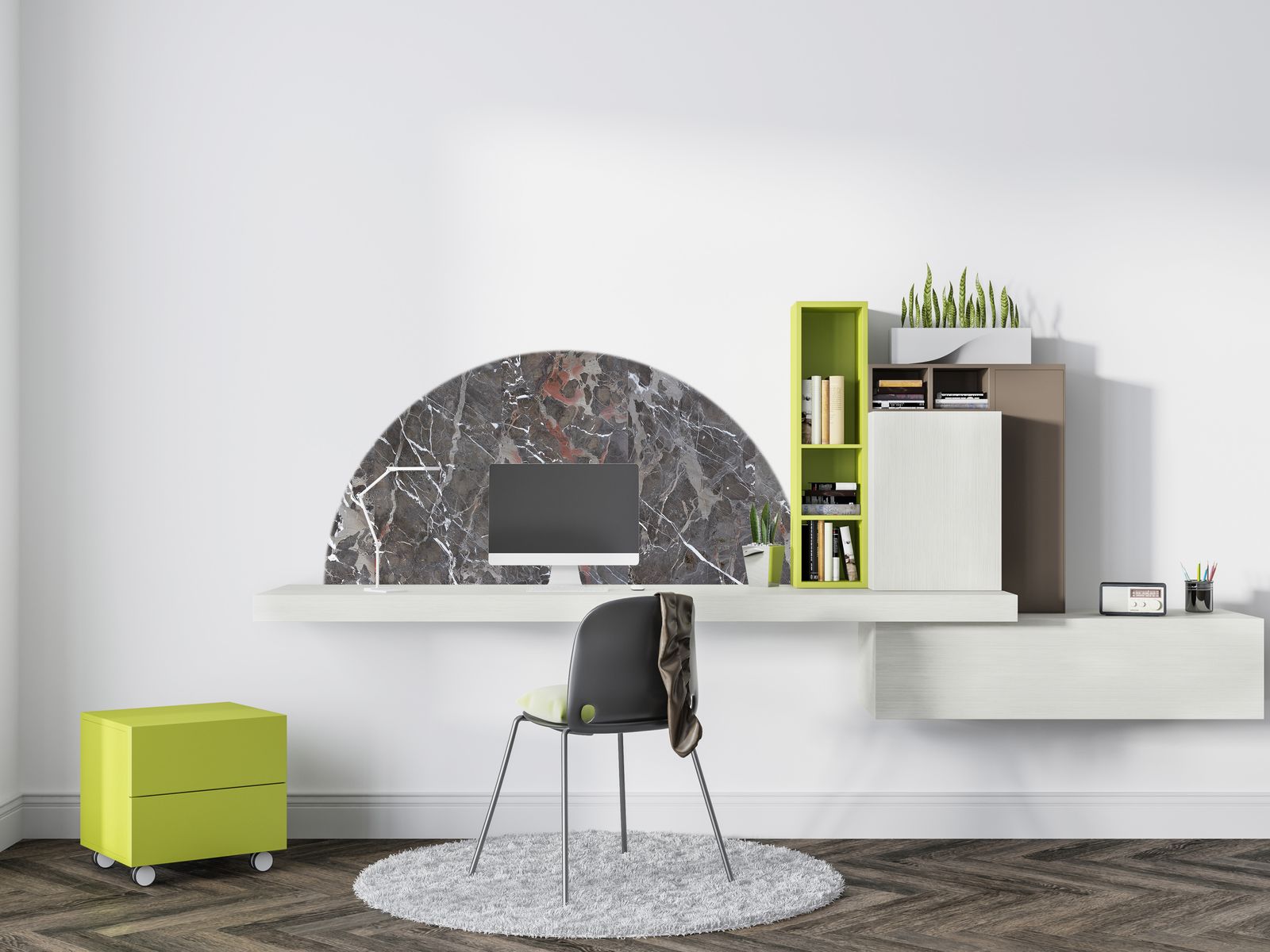 Wall Sticker / Half-circle - Marble Design