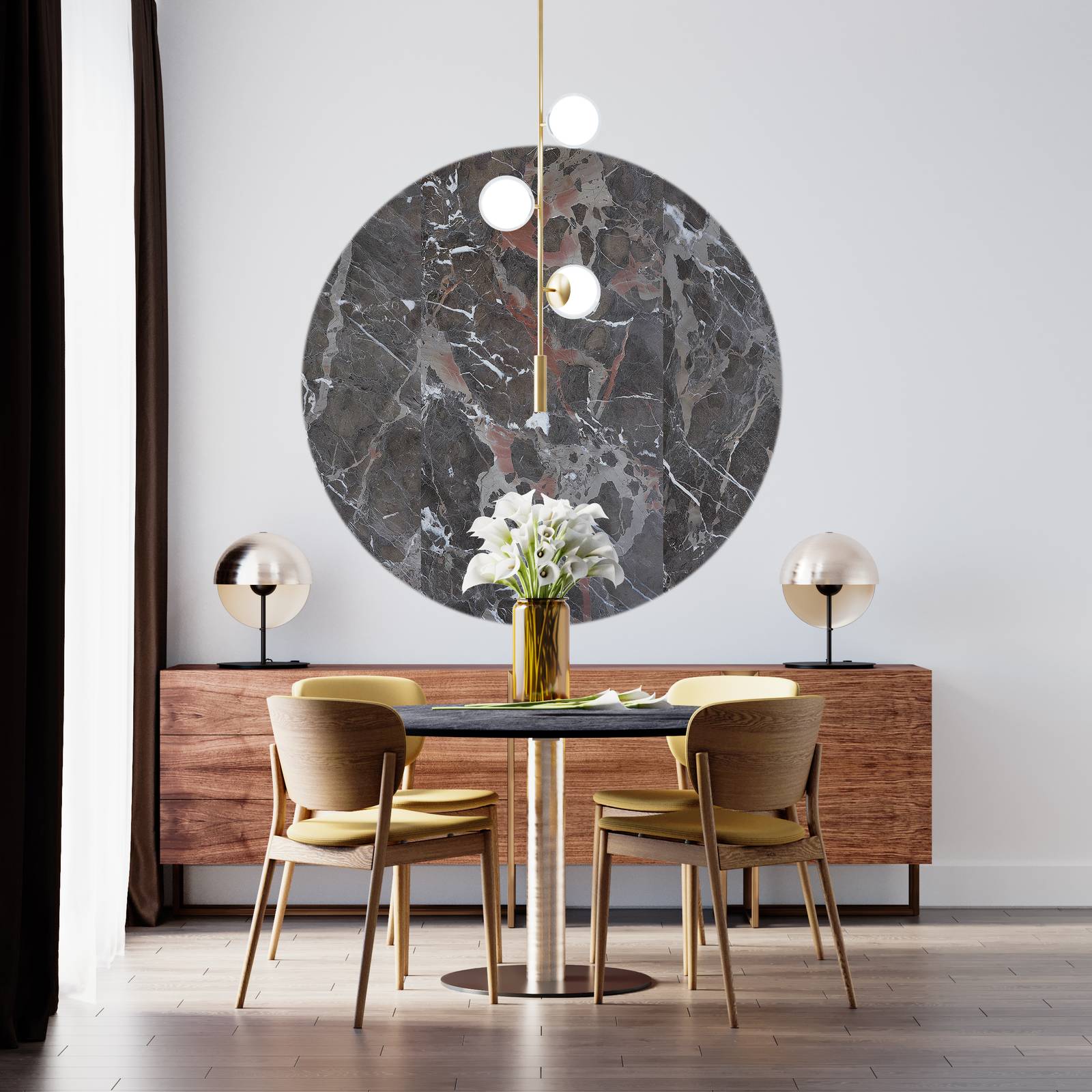 Wall Sticker / Circle - Abstract Marble