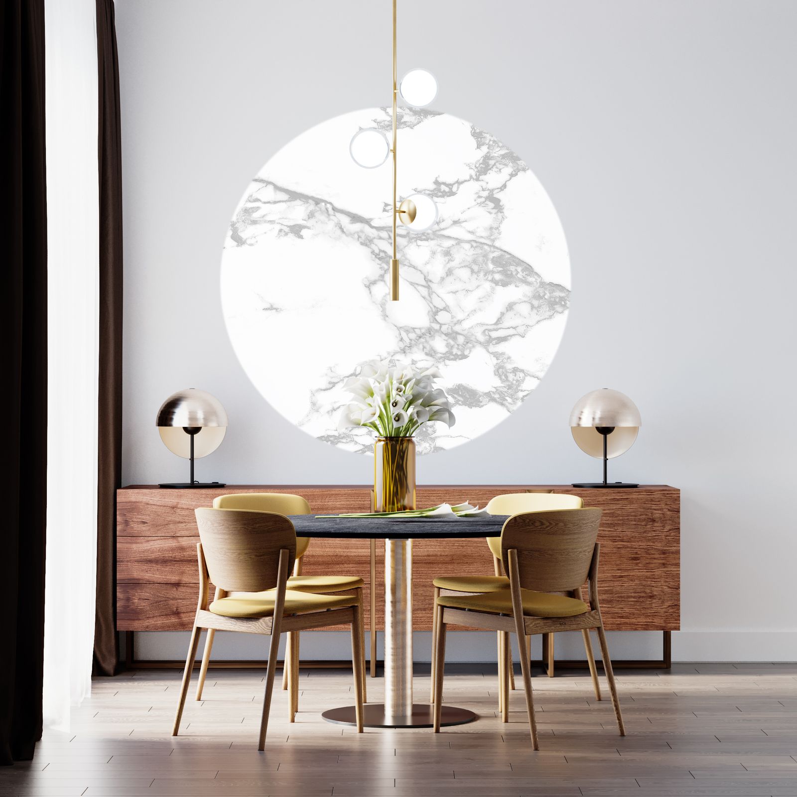Wall Sticker / Circle - Marble Design