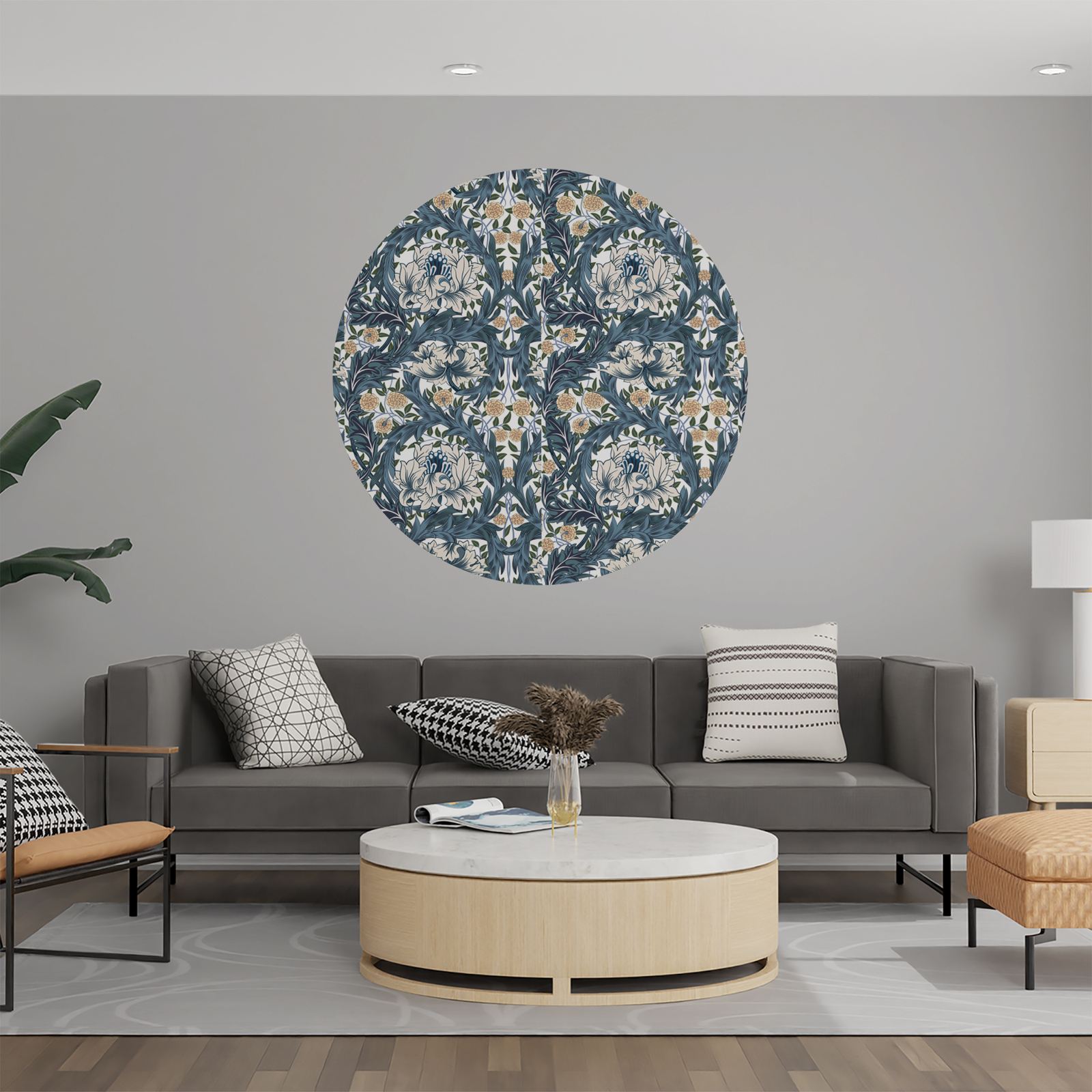 Wall Sticker / Circle - Floral Pattern