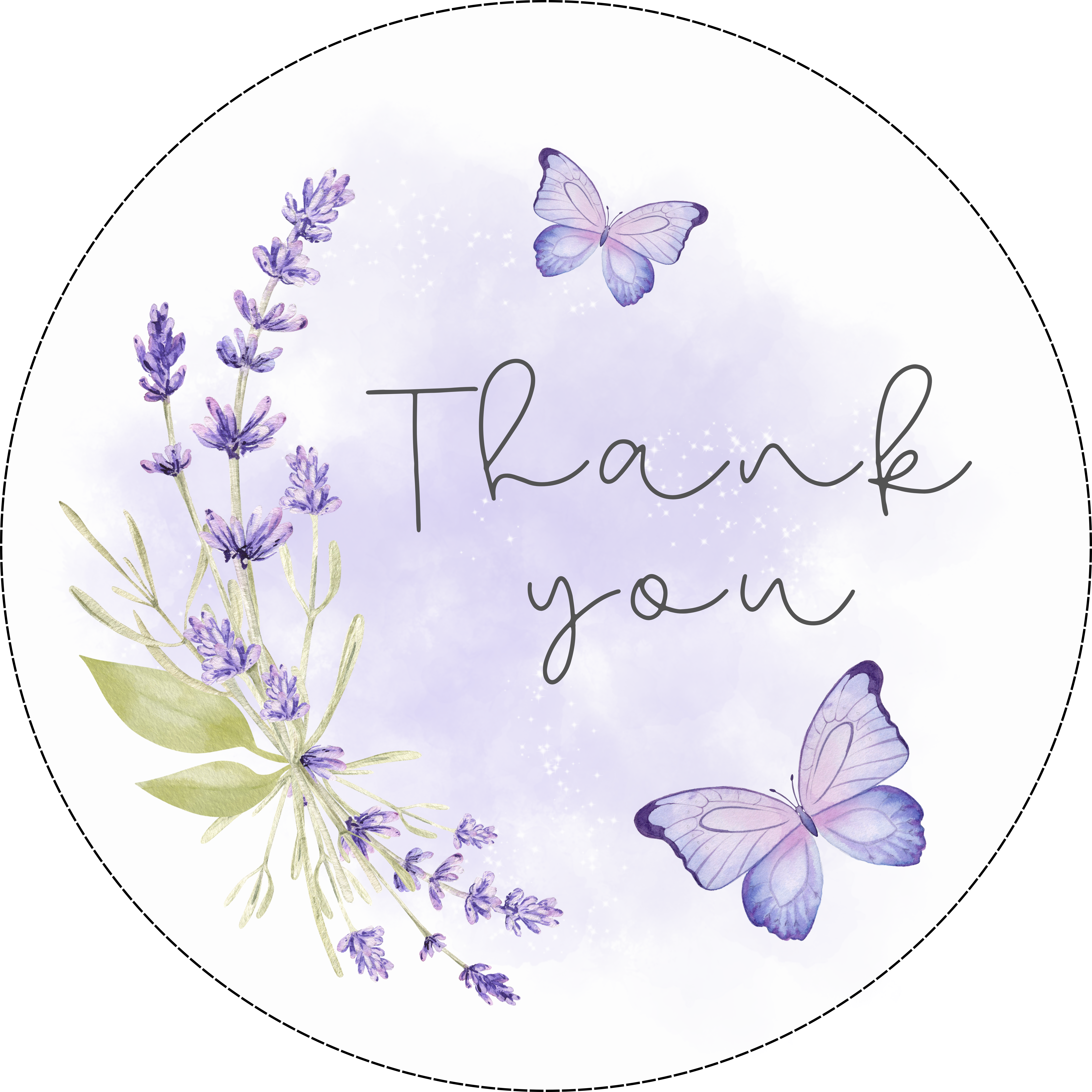 Circle label – Personal Sticker – Lavender Bliss Butterfly