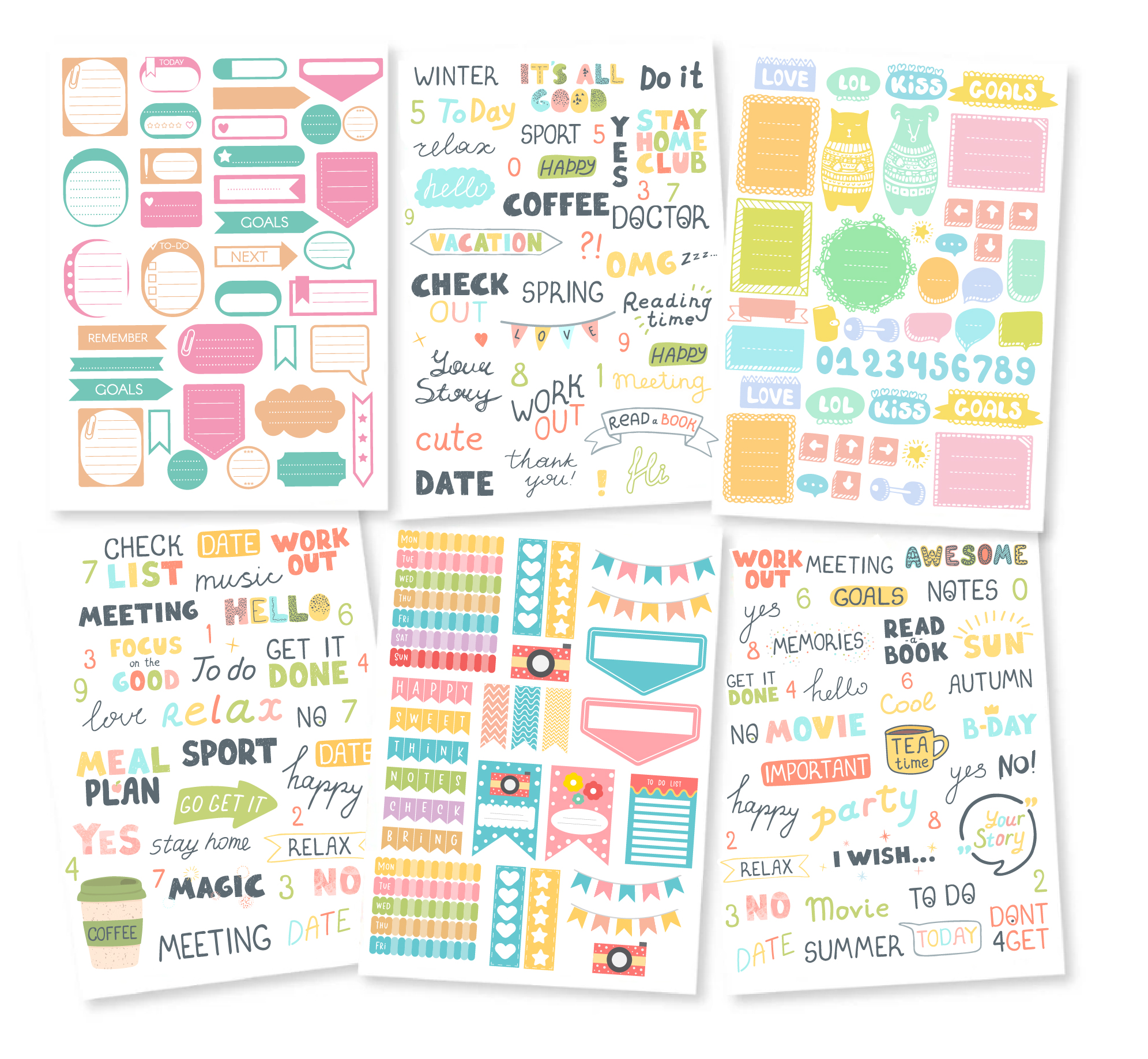 Stickers - Work out  Mixed 6 sheets