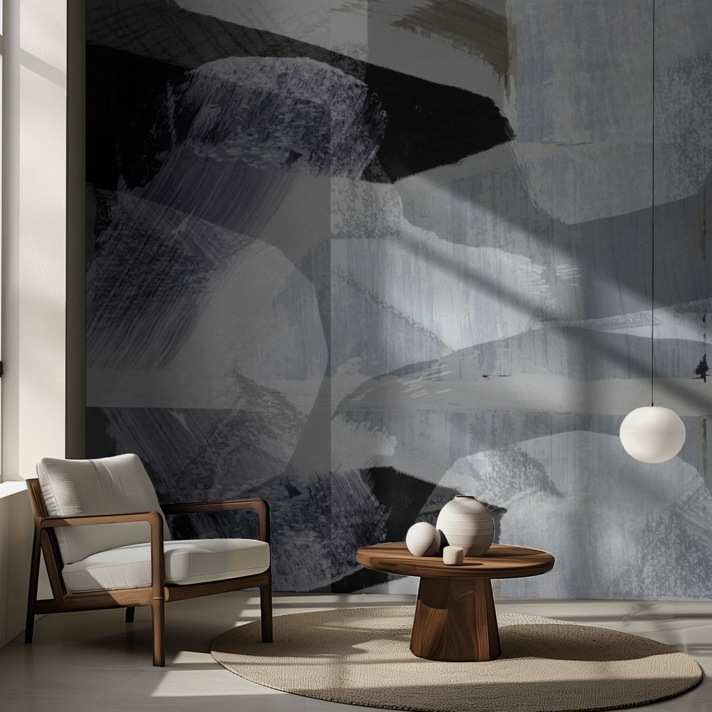 Wall Paper - Abstract Grey Brush Strokes