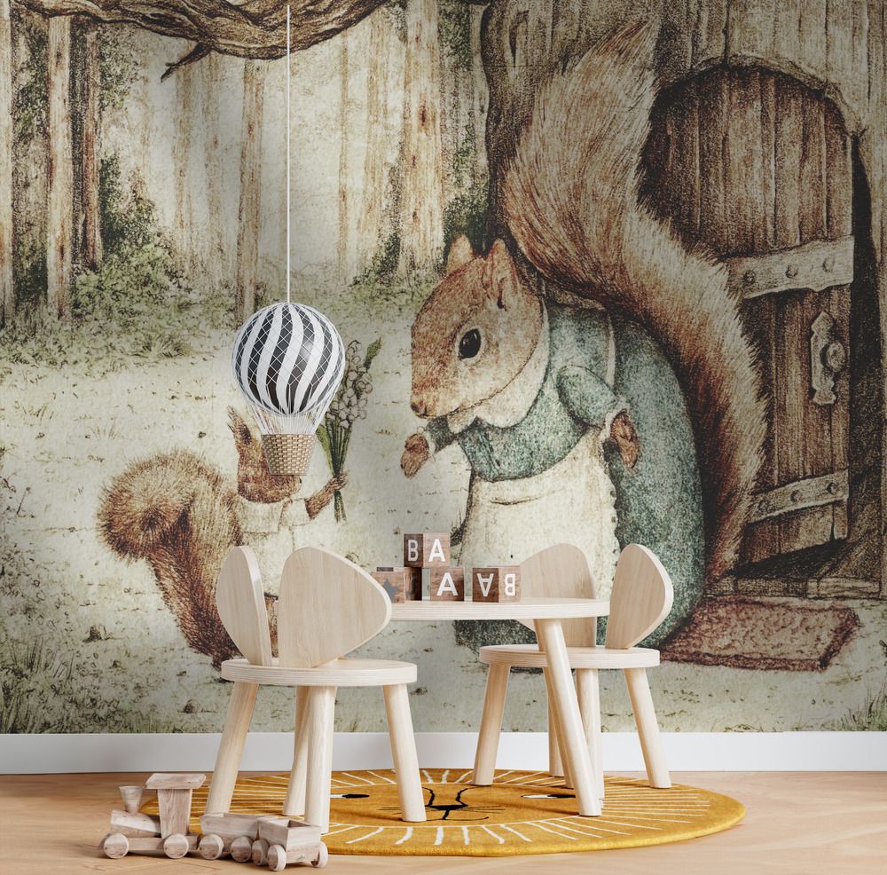 Wall Paper - Squirrel Forest Scene
