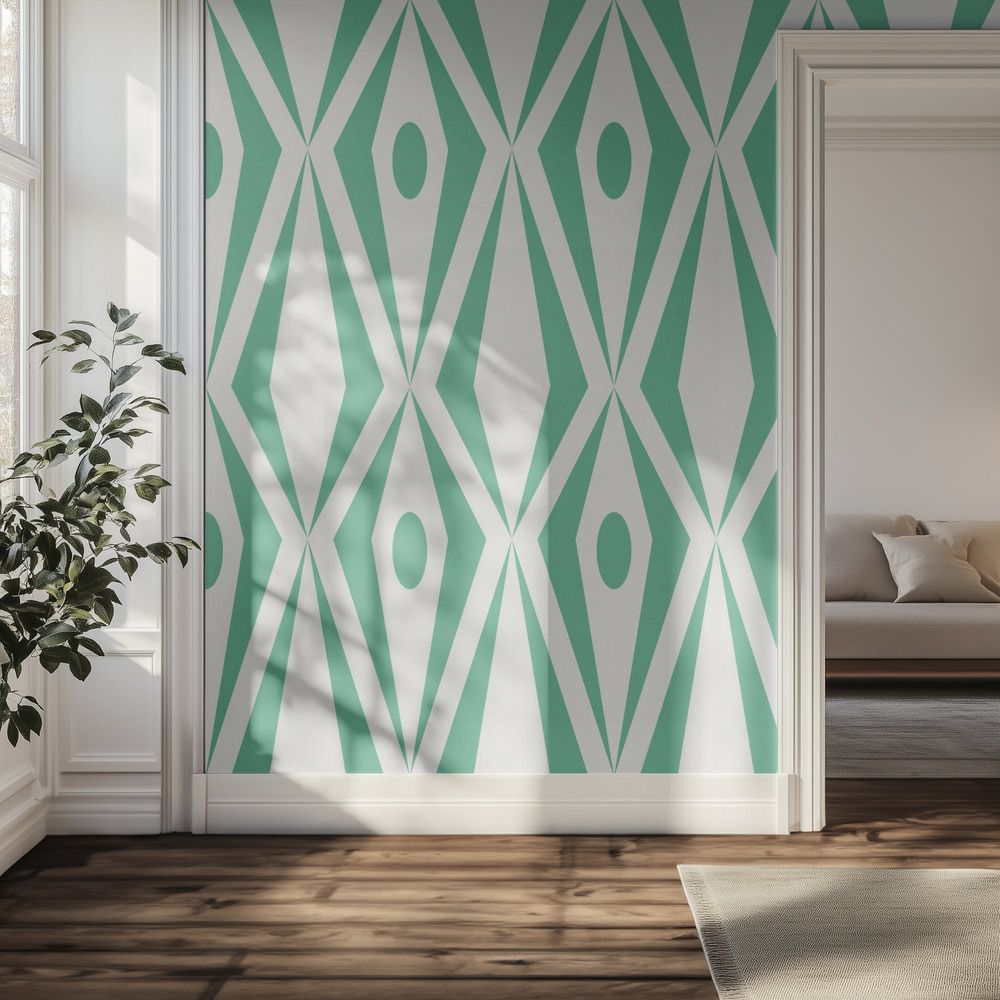 Wall Paper - Green Geometric Pattern