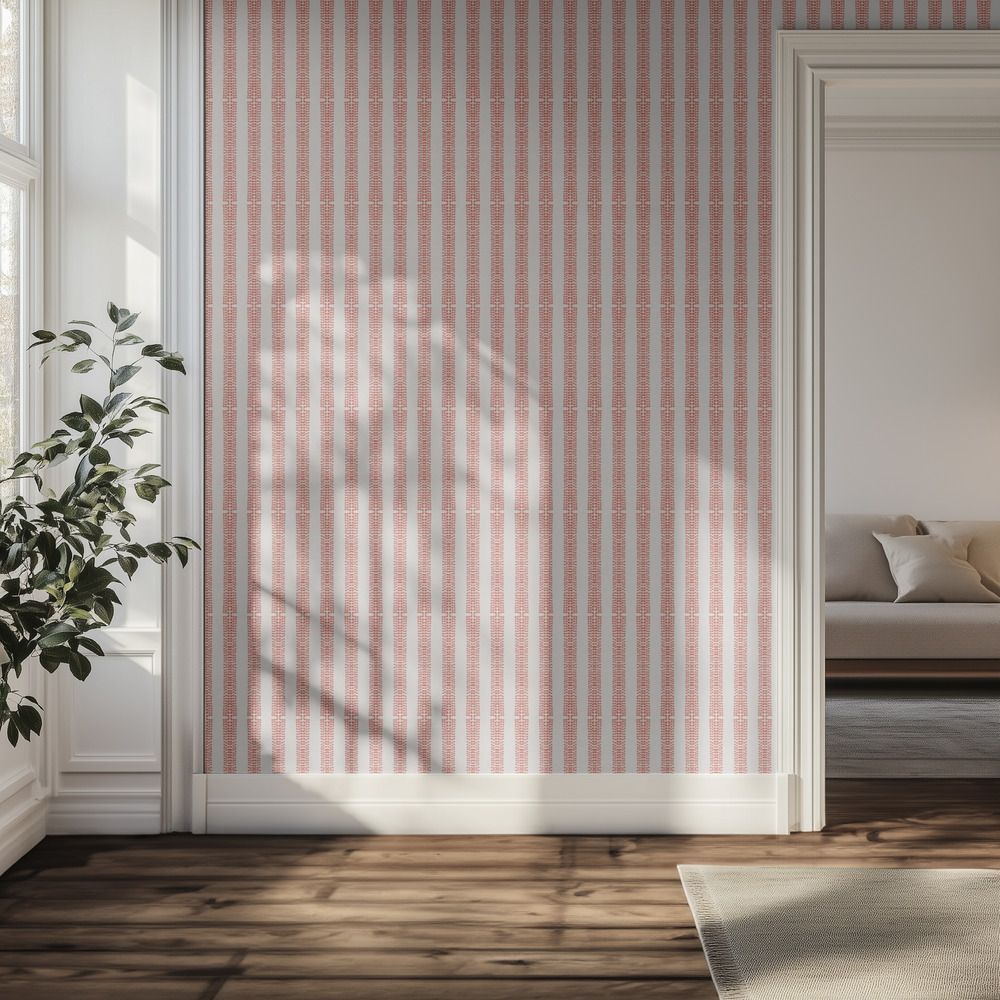 Wall Paper - Red Vertical Stripes