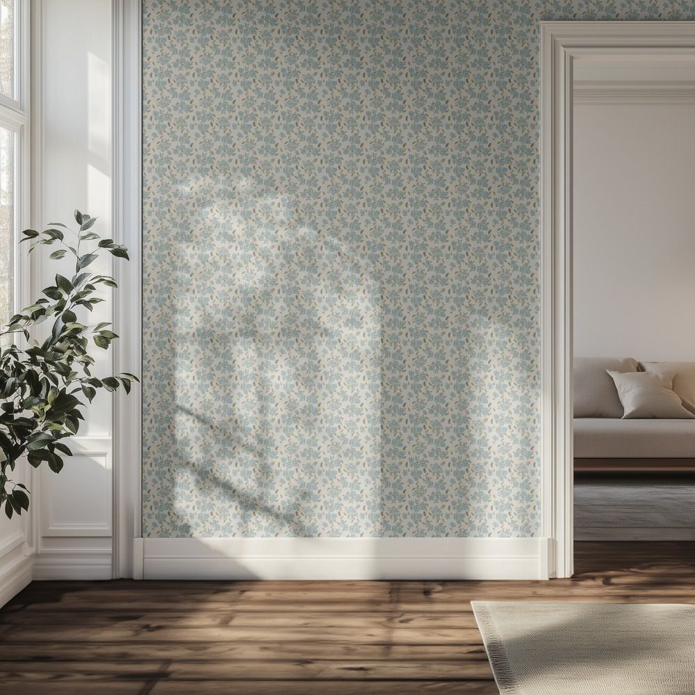 Wall Paper - Blue Floral Pattern