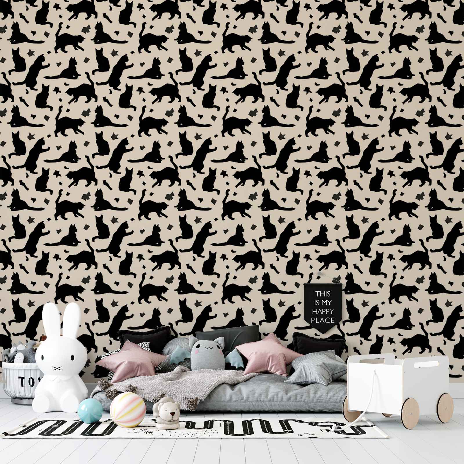 Wallpaper - Playful Cat Silhouettes