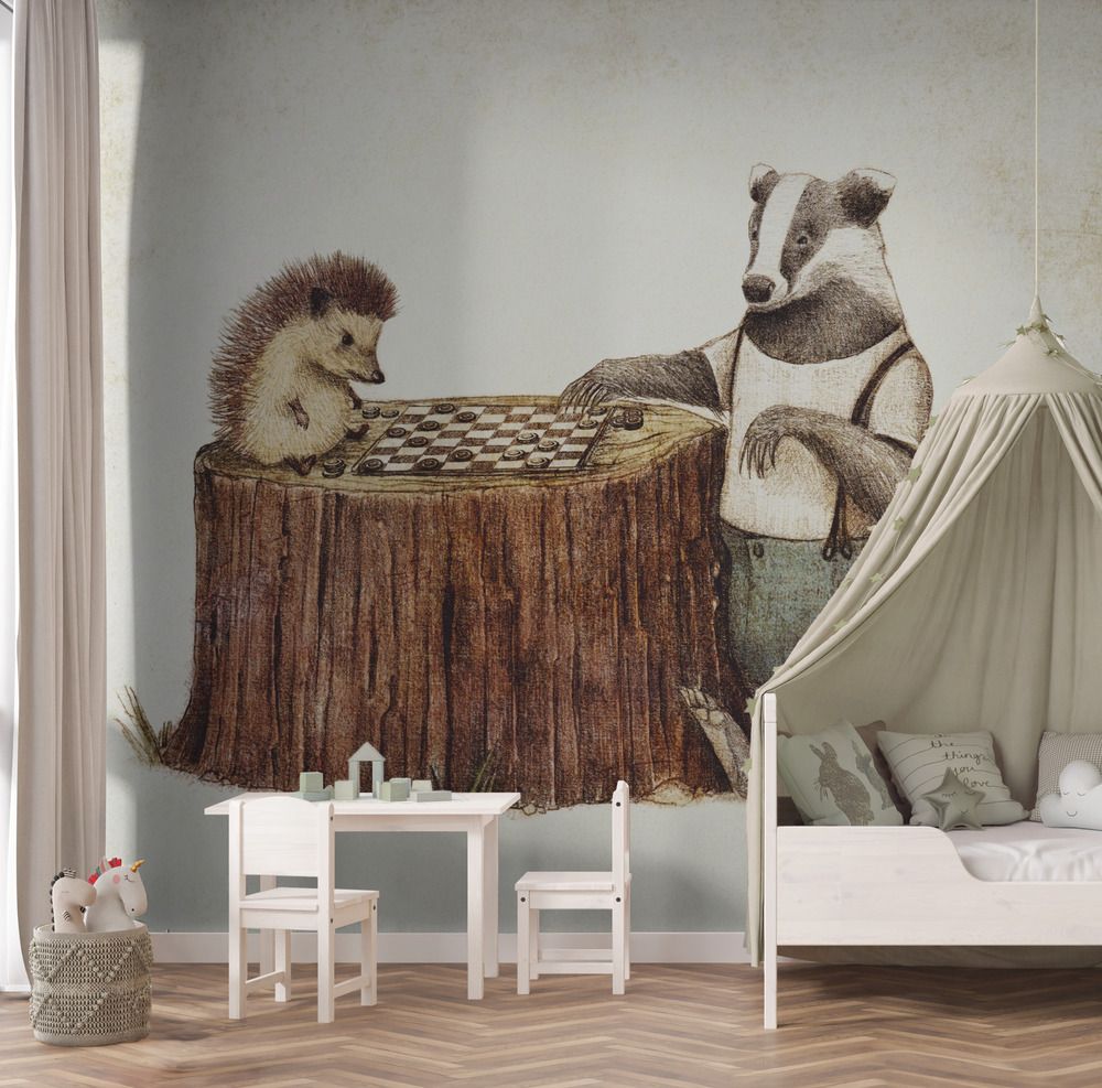 Wall Paper - Badger Hedgehog Chess