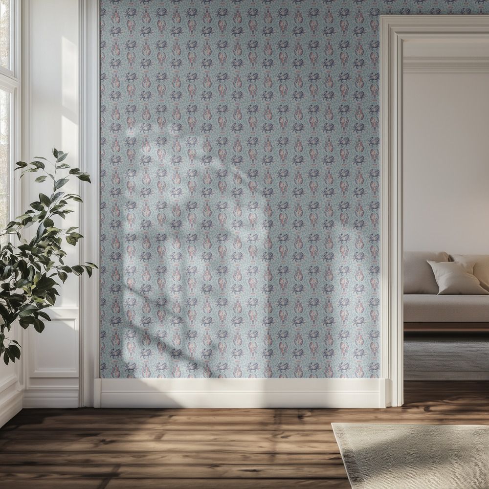 Wall Paper - Blue Floral Pattern